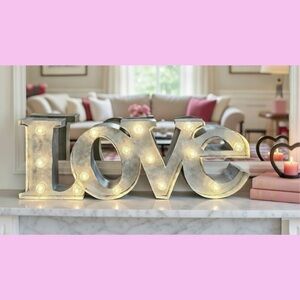 Illuminated LOVE Sign - Aluminum Battery-Operated 14.5” Valentine Decor